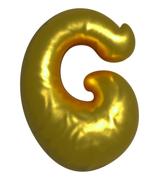 Shiny gold balloon metallic letter G capital