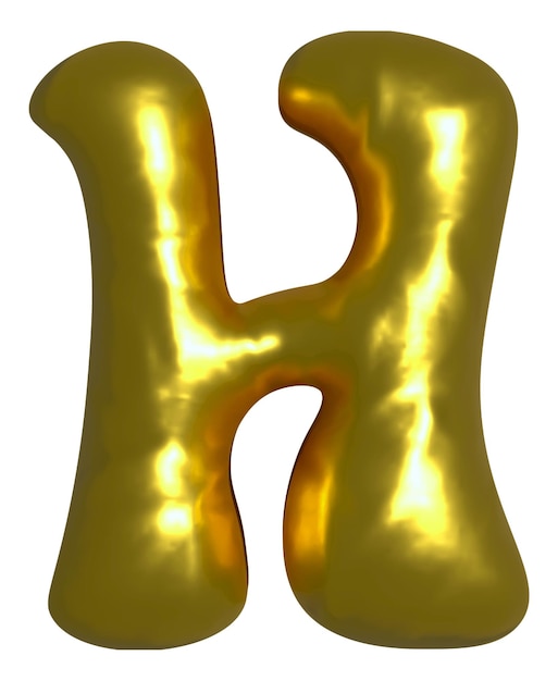 Shiny gold balloon metallic letter H capital