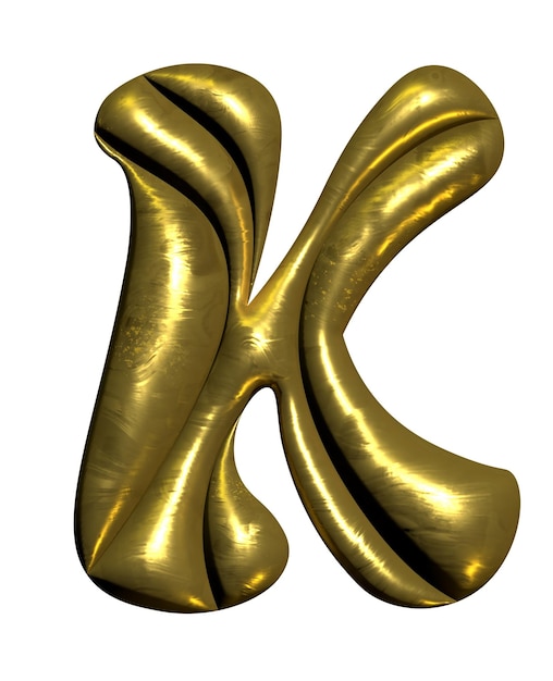 Shiny gold balloon metallic letter K capital