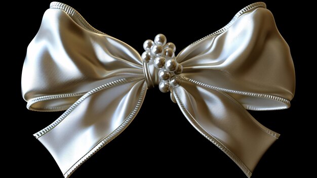 Photo a shiny gold bow with pearls on it generative ai