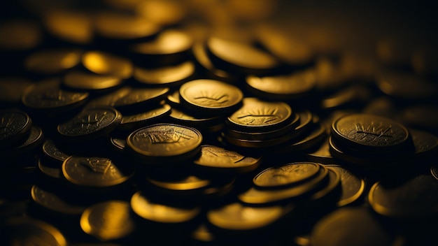 Premium AI Image | Shiny gold coin with blurred dark background ...