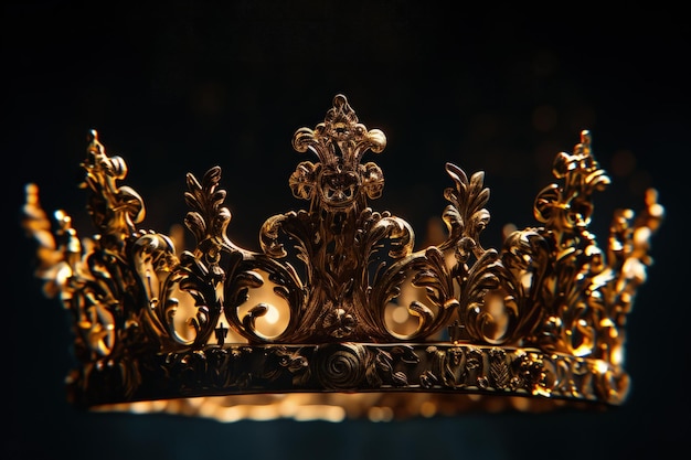 Shiny Gold Crown on Black Background