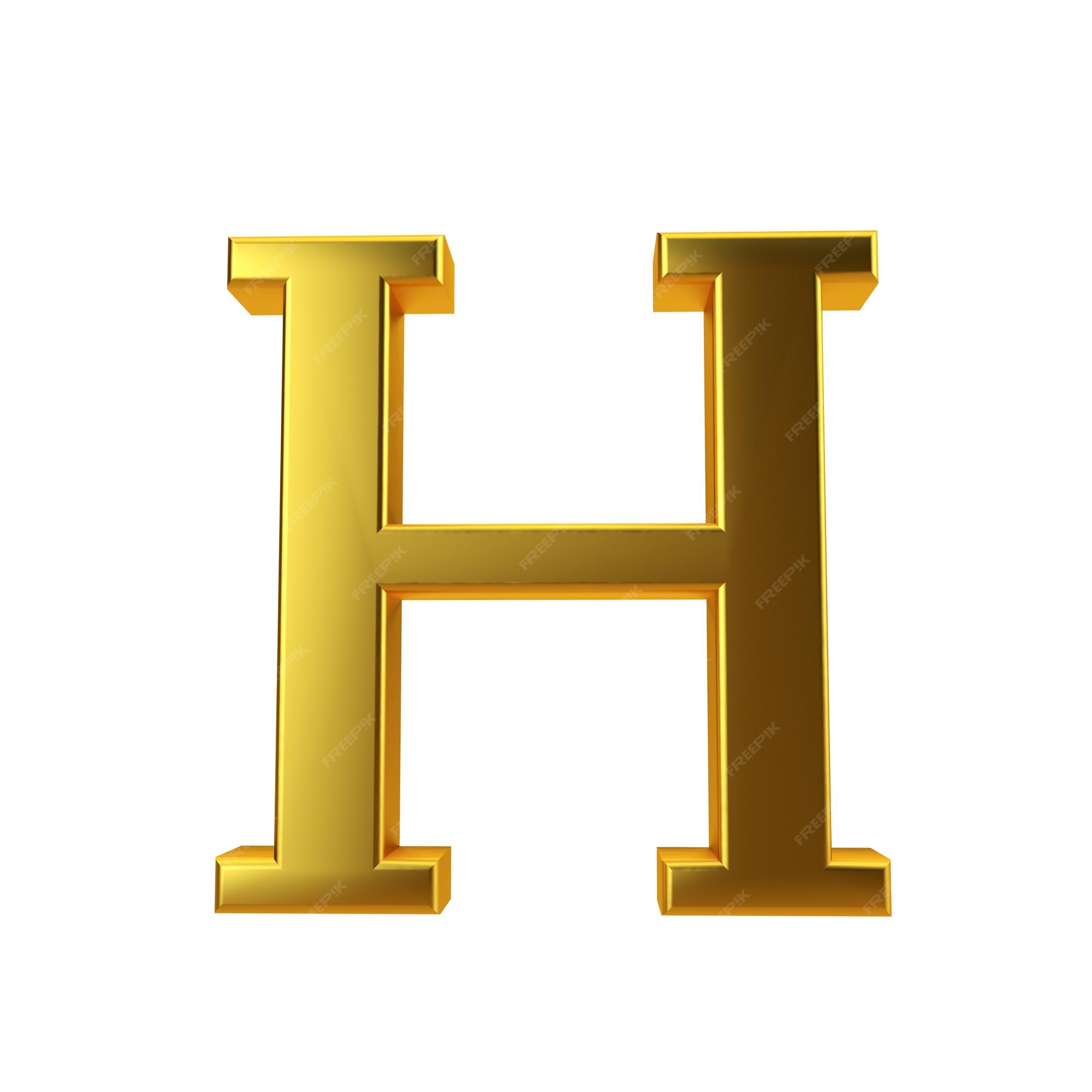 Premium Photo | Shiny gold letter h on a plain white background 3d ...