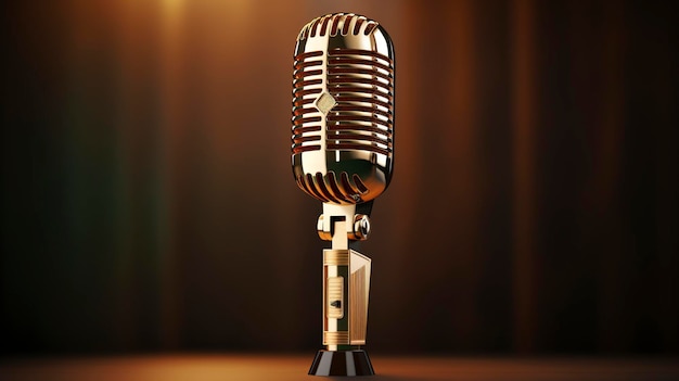 Shiny Gold Retro Microphone