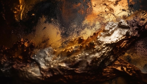 Shiny gold rock reflects vibrant nature wet abstract beauty generated by artificial intelligence