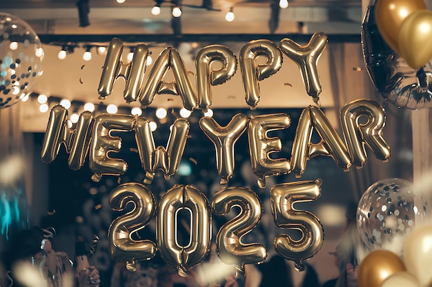 シャイニーゴールド 2025 バルーン 新年パーティーの装飾