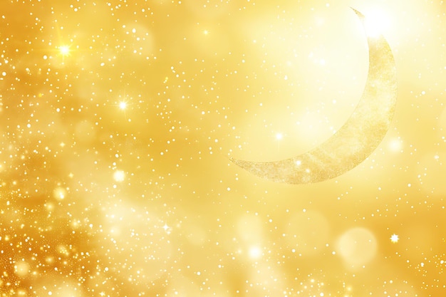 Shiny golden eid moon ramadan kareem background