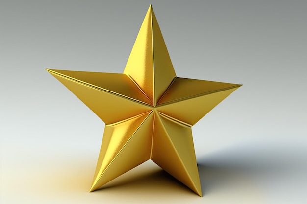 Блестящая золотая звезда оригами на чистом белом фоне Generative AI