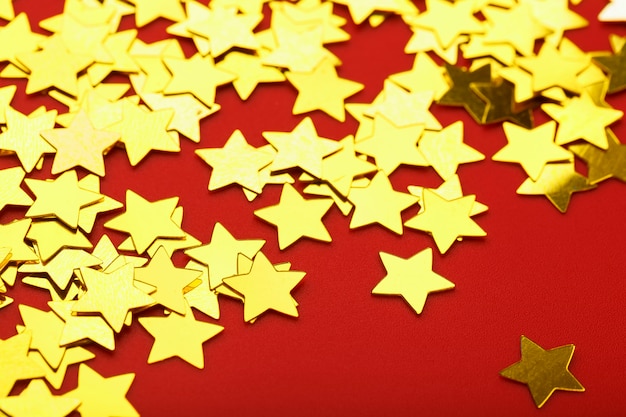 Shiny golden paper stars