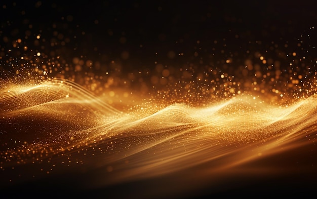 Shiny golden particles with light streak