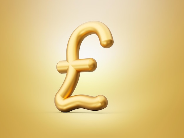 Shiny golden pound symbol 3d illustration