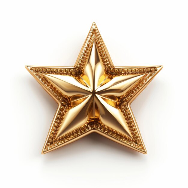 Shiny golden star award isolated on grey background