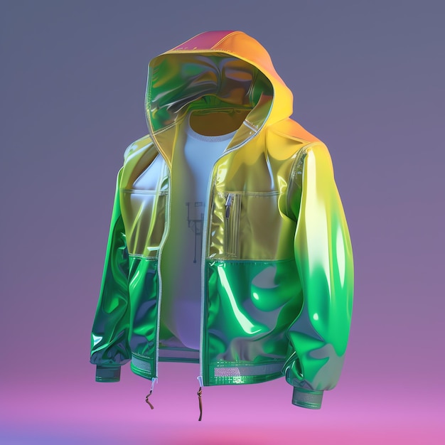 A shiny jacket with a hood