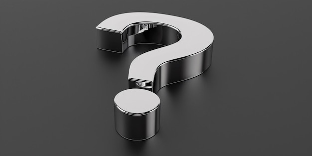 Shiny metal question mark on a plain background