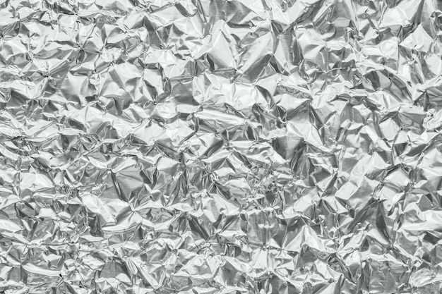 Shiny metal silver gray foil crumpled texture