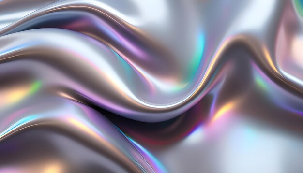 a shiny metallic object with a rainbow colored background