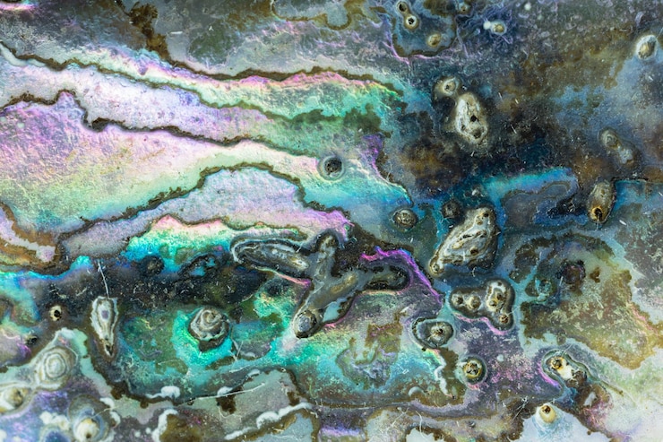 Photo shiny motherofpearl of abalone shell background