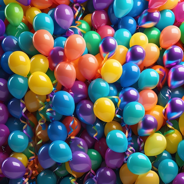 Photo shiny multicolored balloons for celebrations and events