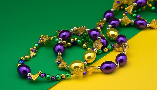 Фото Блестящее ожерелье с многоцветными бусинками символ празднования, созданный ии