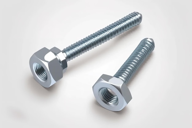 Shiny new screw with connection to bolt and nut