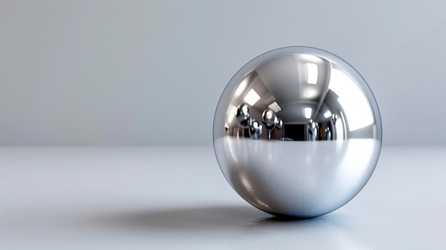 Generative AI技術で作られた淡い灰色の表面の輝く球体