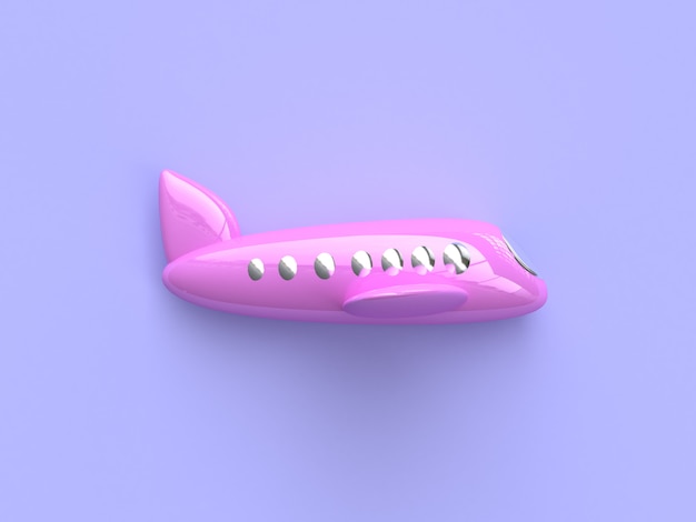 shiny pink airplane cartoon style 3d rendering