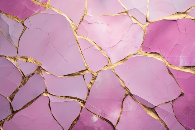 光沢のあるピンクと紫の抽象的な壁光の金色のラインのミニマリストの背景パステルの壁紙