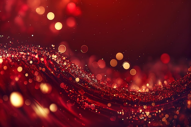 Shiny Red Gold Glitter In Abstract Defocused Background Space for copy Christmas And New Year Texture Generative AI