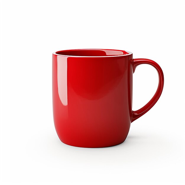 Photo a shiny red mug isolated on white background mug mockup idea