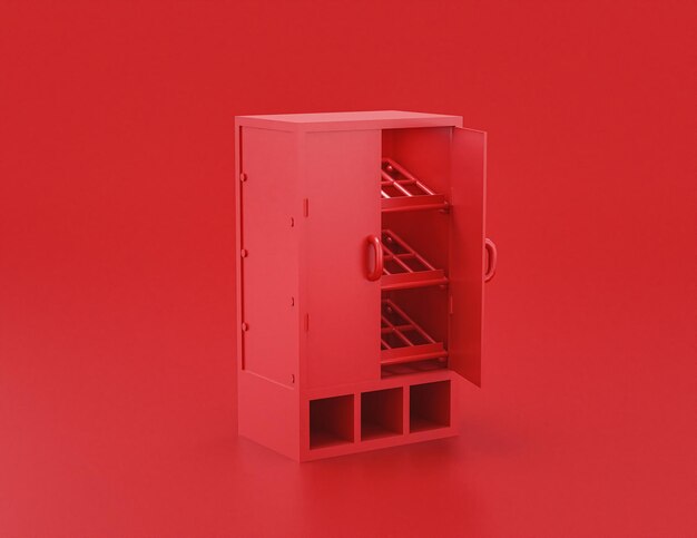 Shiny red plastic pastry case pastry cabinet monochrome red\
color