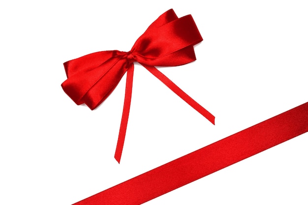 Shiny red ribbon isolated on white background