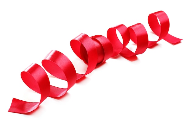 Shiny red ribbon isolated on white