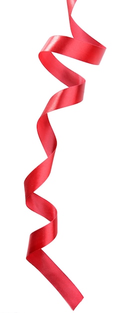 Photo shiny red ribbon isolated on white