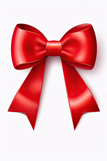 Photo shiny red satin ribbon on white background