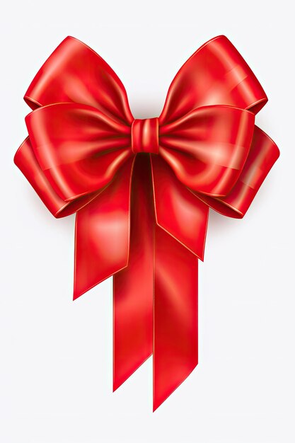 Shiny red satin ribbon on white background