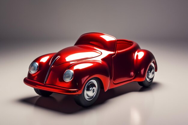 A shiny red toy car