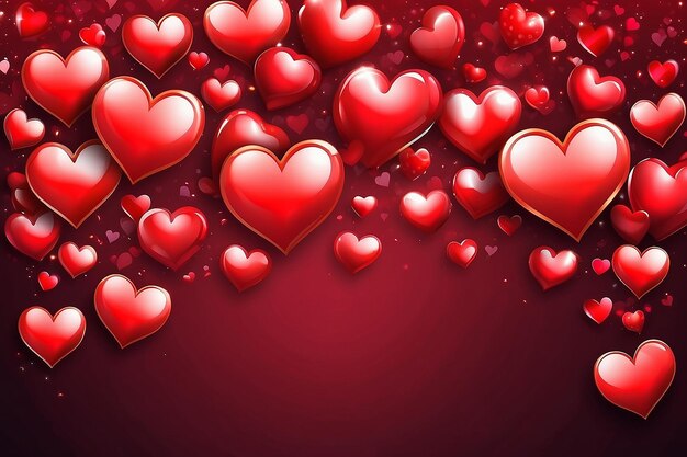 Shiny red valentines day hearts background