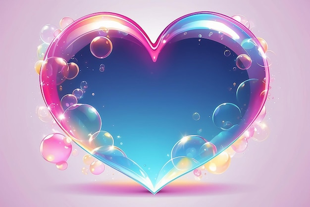 Photo shiny romantic heart bubble illustration