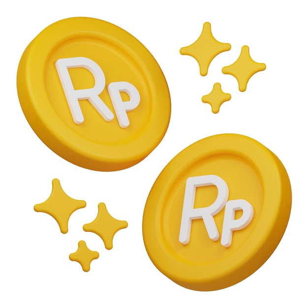 Photo shiny rupiah coins 3d icon isolated on the white background