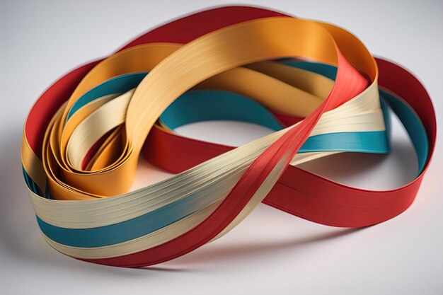 Shiny satin ribbon in brown color isolated on white background ai generative