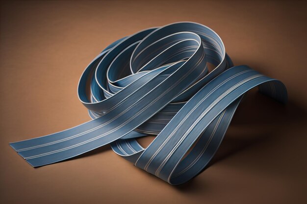 Shiny satin ribbon in brown color isolated on white background ai generative