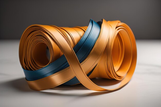 Shiny satin ribbon in brown color isolated on white background ai generative