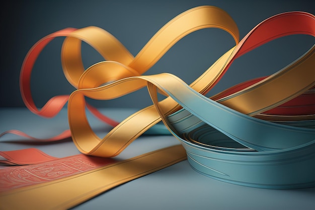 Shiny satin ribbon in brown color isolated on white background ai generative