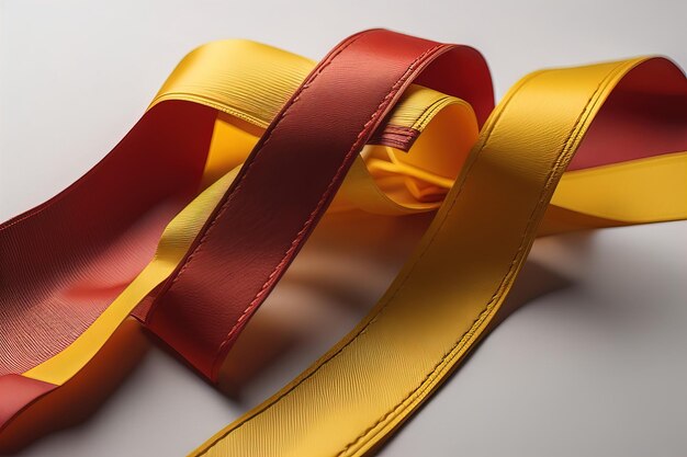 Shiny satin ribbon in brown color isolated on white background ai generative