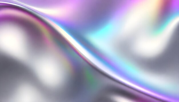 Photo a shiny silver background with a rainbow design in the middle