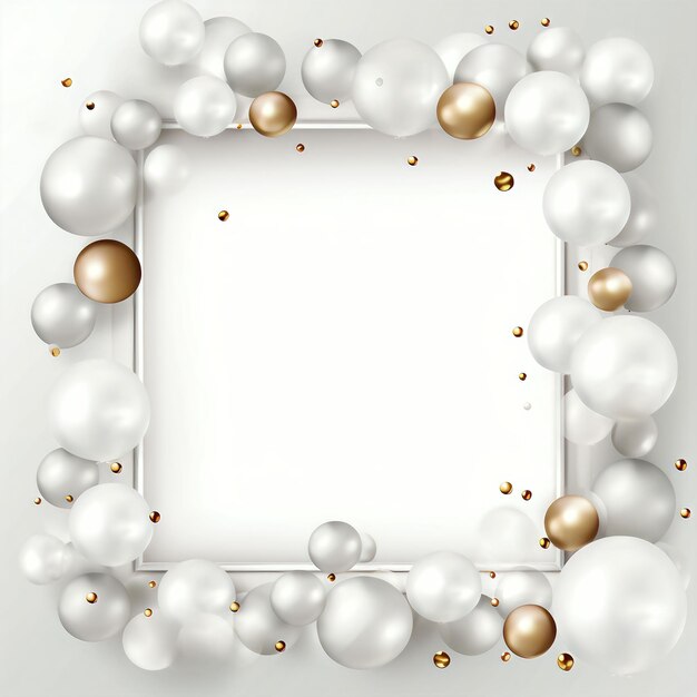 shiny smoke balloons frame on white background