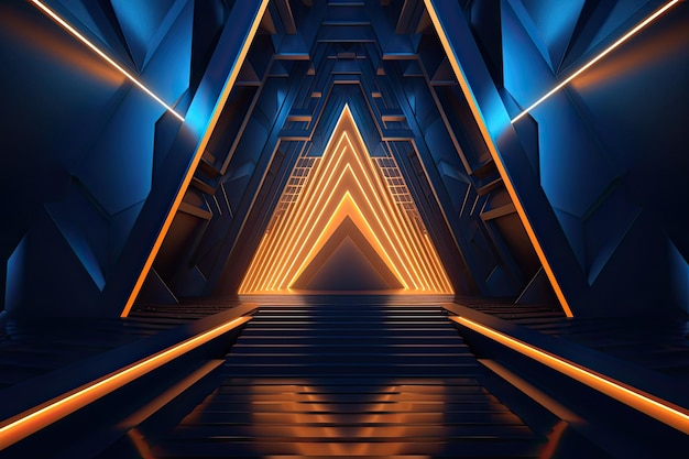 Shiny space rendering of stairs for a futuristic entrance Generative Ai