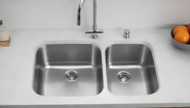 Photo shiny stainless steel sink 1