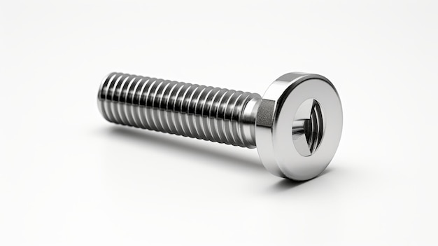 Shiny Steel Spiral Industrial Screw Head on Clean White Surface On a White or Clear Surface PNG Transparent Background