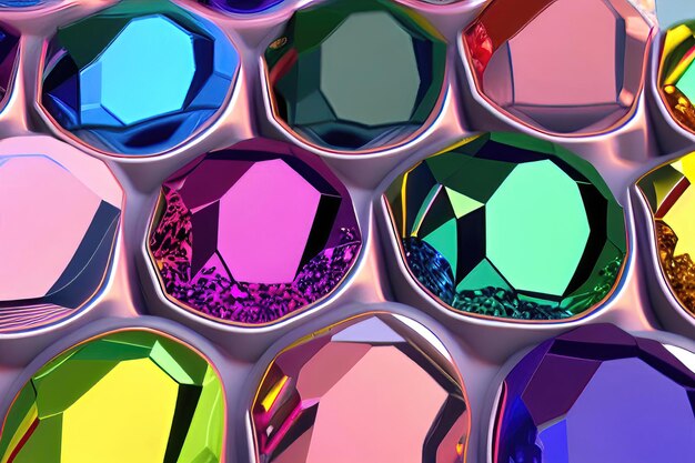 Photo shiny and vibrant crystals in abstract shapes and patterns